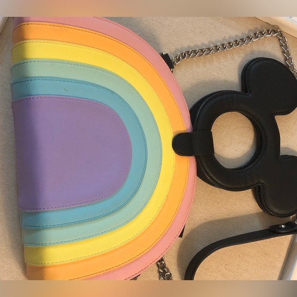 Disney By Loungefly Rainbow Crossbody Bag With Mickey Ears Handle - Picture 10 of 13